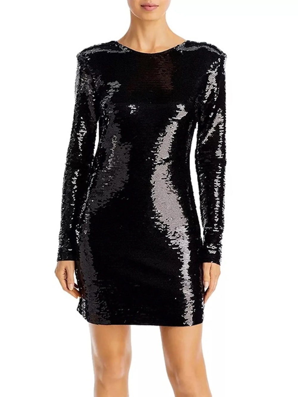 Frame Denim Black Sequin Long-Sleeve Mini Dress